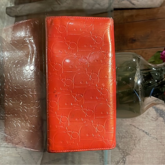 Christian Dior trotter leather bicolor pink orange wallet - Picture 6 of 10